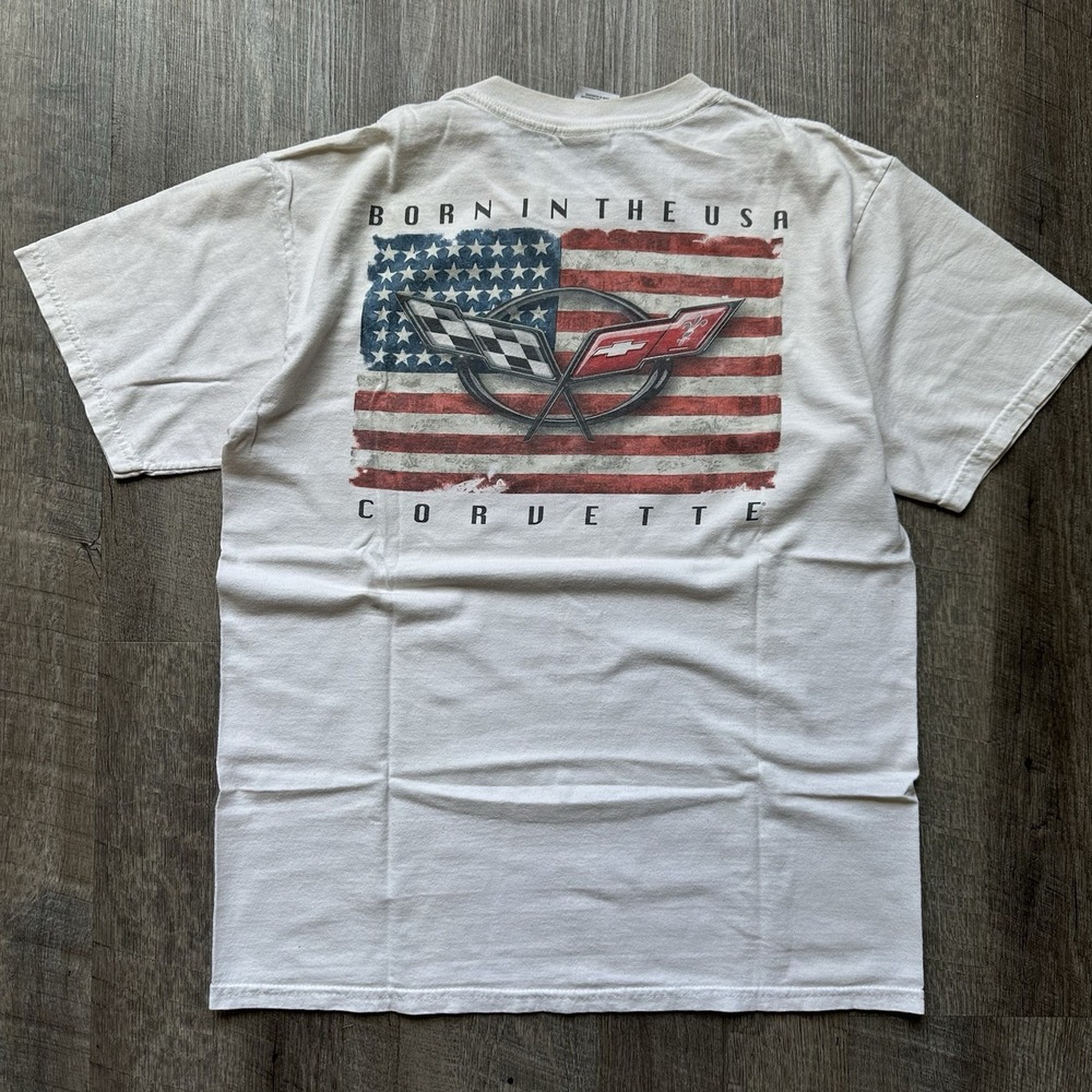 Vintage Y2K Corvette Chevy Chevrolet Tshirt American USA Flag Mens Size‎ M